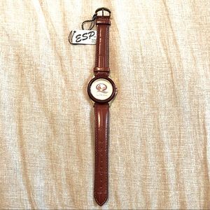 ESP genuine Leather Strap Watch Brown/Gold